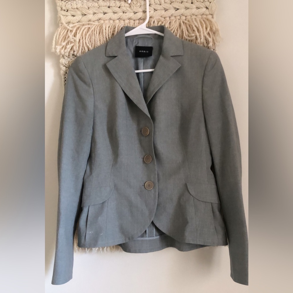 AKRIS Black Label 100% Wool Blazer Jacket US 6